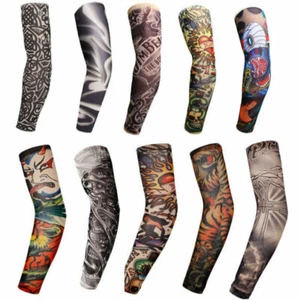 10 PCS Tattoo Cooling Arm Sleeves Cover Basketball Golf Sport UV Sun Protection - Picture 1 of 11