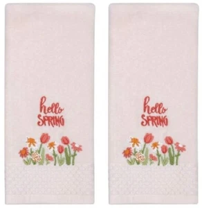 Celebrate Spring Easter Embroidered Floral Butterfly Bath Hand Towels 2-Pack - Picture 1 of 10