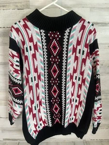 Vintage Womens Clifton Place Tribal Design Festiv Sweater, Size 16. Made in USA - Picture 1 of 7