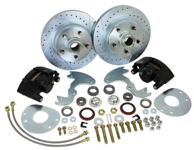 Buick Riviera 1963-65 conversión de freno de disco delantero, pinza negra de lujo, perforada Foto 1 de 3