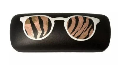 NUEVO Estuche para Anteojos Negro Estampado Animal con Abrazadera Dura con Cierre de Resorte Foto 1 de 4