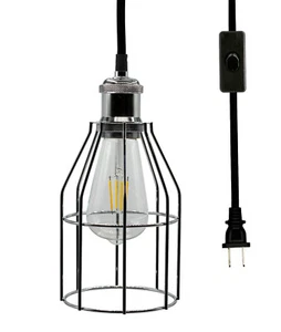 Pendant Light Fixture Plug-in Cord with On/Off Switch Silver Hanging Light New - Picture 1 of 9