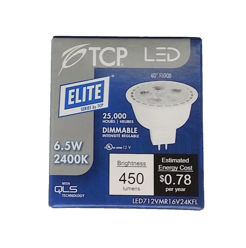 TCP LED712VMR16V24KFL 7W 12V MR16 2400K GU5.3 Dimmable LED Light Bulb - Image 1 of 4