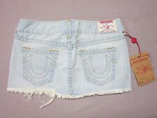 TRUE RELIGION BRAND WOMENS SUMMER SKIRT SUNBLEACHED DENIM MINI SKIRT SIZE 26 NEW