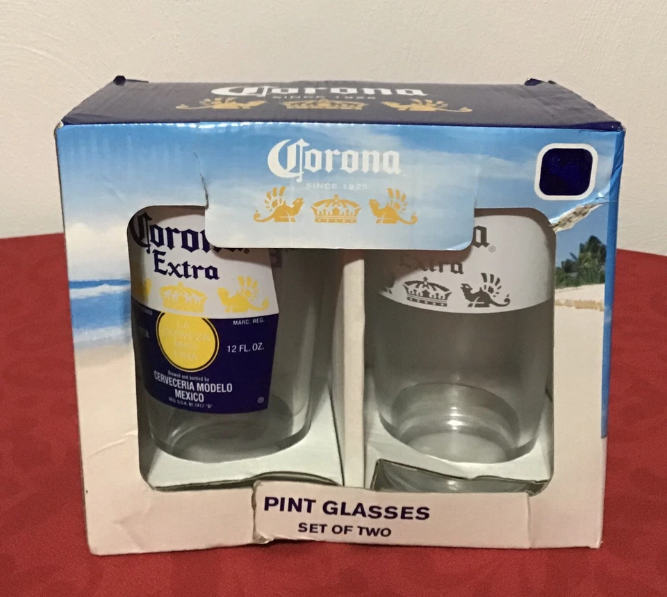 Corona Extra Pint Glass Set Clear College Summer Gift