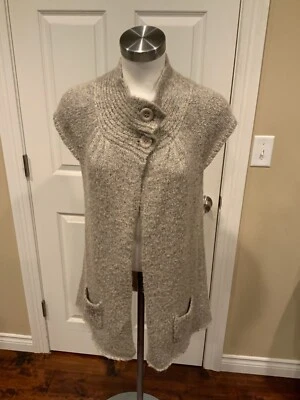 Cárdigan BCBG Max Azria Gris Brillante Manga Corta Columpio, Talla Mediana Foto 1 de 4