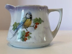 Rara antica crema Leuchtenburg Germania 1800 dipinta a mano uccellini frutta marcata - Foto 1 di 4
