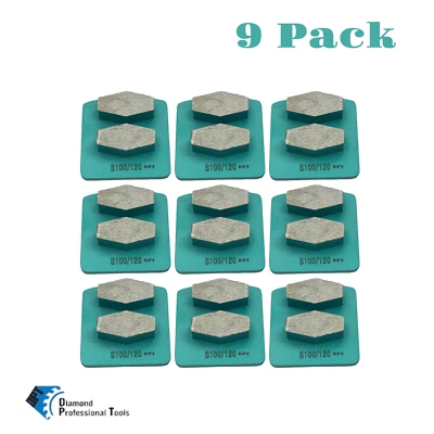 Paquete de 9 discos de molienda para amoladora de piso de concreto Husqvarna PG 120 granos unión dura Foto 1 de 4