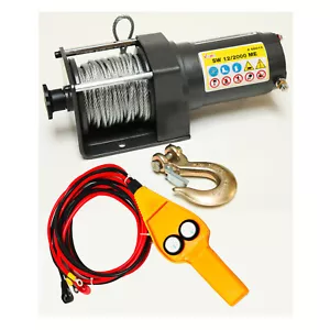 ATV - Elektrische Seilwinde Winde mit Fernbedienung 12 V Autobatterie EW 2000 - Bild 1 von 3