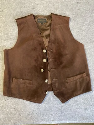 Chaleco GOLDEN BEAR Gamuza Cuero Marrón Tostado Talla L Abotonable. Buffalo Nickel Vintage Foto 1 de 4
