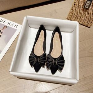 Large Size Bow Flats Office Shoes Pointed Toe Shallow Slip On Foldable Ballerina