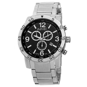 New Men's August Steiner AS8097SSB Swiss Chronograph Tachymeter Black Dial Watch - Picture 1 of 4