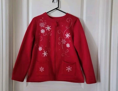 Suéter Breckenridge Mujer Cremallera Completa Bordado Talla Mediana Rojo, Usado Foto 1 de 4