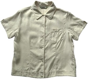 Tommy Bahama Blouse Womens size Small Ivory Silk Full Button Short Sleeve Shirt - Imagen 1 de 9