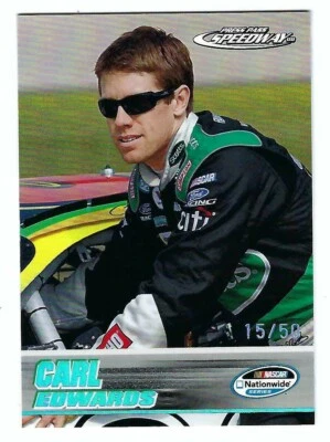 2008 Press Pass Speedway Carl Edwards Holofoil #/50 Ford Fusion #99 AFLAC - Image 1 of 3