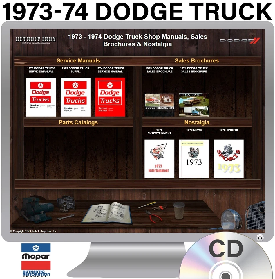 Dodge Truck 1973-74 manuales de taller y folletos de ventas en CD Foto 1 de 1