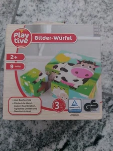 1 Tierholz-Klötze-Puzzle mit jeweils 6 verschiedenen Tier-Motiven  - Bild 1 von 3