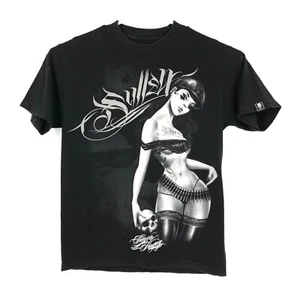 Sullen Mens Shirt Medium Black Short Sleeve Tattoo Pinup Bullets Art Simon Hayag - Picture 1 of 23