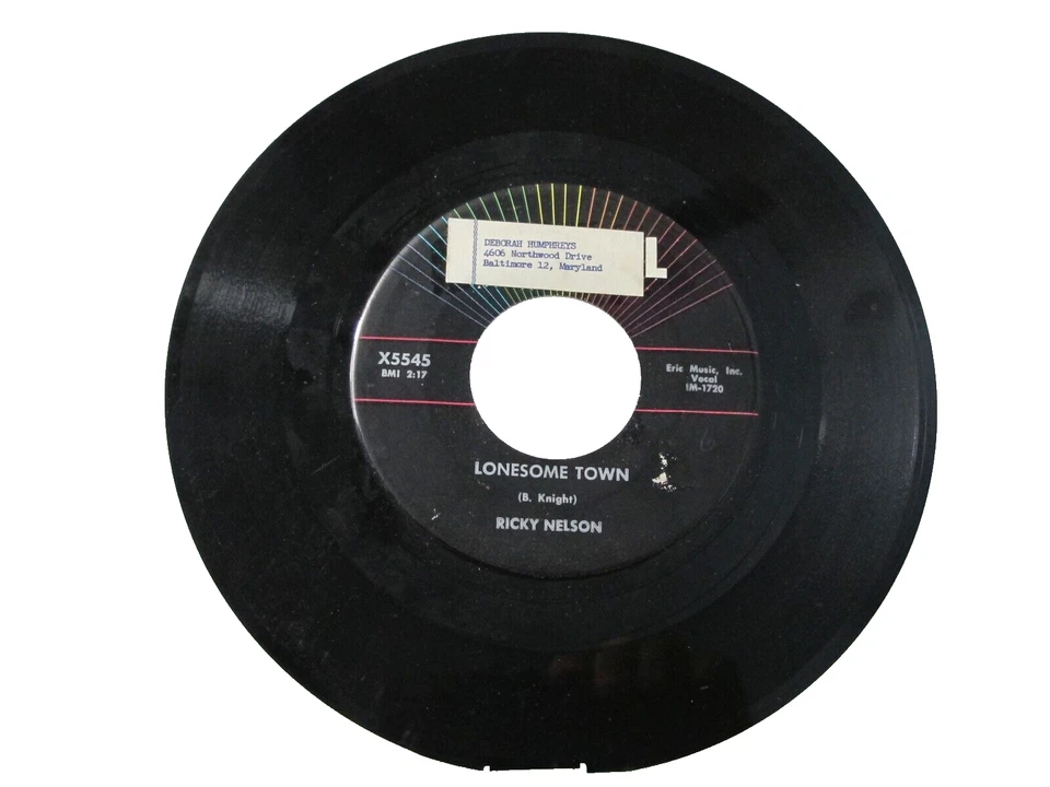 45 RECORD - RICKY NELSON - LONESOME TOWN Foto 1 de 1