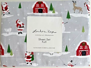 London Kaye Weihnachten Urlaub volle Größe Mikrofaser Laken Set Santa Rentier NEU - Bild 1 von 10