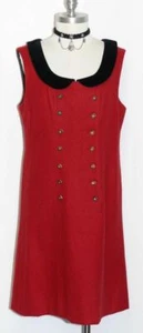 S 8 RED Boiled WOOL Dirndl DRESS German Bavarian Winter A LINE Straight Shift - Picture 1 of 5