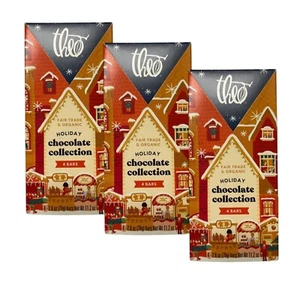 Theo Holiday Chocolate Collection 4 Bars Fair Trade & Organic 11.2 Oz Pack of 3 - Picture 1 of 3