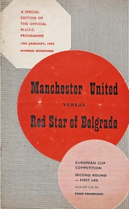 MANCHESTER UNITED V ESTRELLA ROJA BELGRADO ~ COPA DE EUROPA 1957 ~ FICHA ESTÁ INTACTA - Imagen 1 de 3