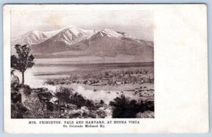 Pre-1907 MOUNTAINS PRINCETON YALE & HARVARD ON COLORADO MIDLAND RAILWAY POSTCARD - Picture 1 of 2