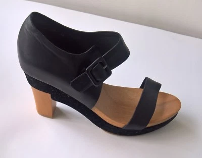 Antelope Shirly Leather Wood Black Open Toe Sandals Size 39  - Image 1 of 4