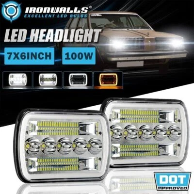 Par de faróis de LED cromados 7x6" feixe Hi-Lo DRL para Oldsmobile Omega 1981-1984 - Imagem 1 de 4