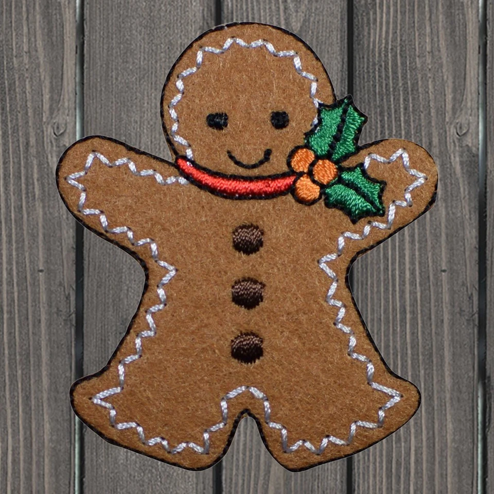 Gingerbread Man - Embroidered Christmas Patch, 2.5" — Iron On - Image 1 of 1