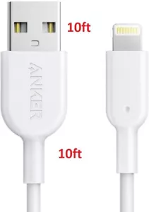 Anker PowerLine Lightning ((10ft 3m)) White -USB- MFi-Certified - (apple) - Picture 1 of 9