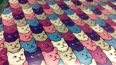 全新! Crazy Cat Lady 主题礼品包装 2 张每包 20"x30" - 五颜六色的猫 — 第 1/4 张图片