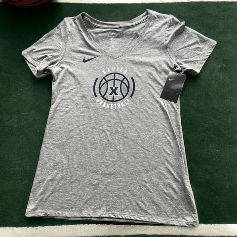 Xavier Basketball Women's Shrit Nike Medium V Neck Grey 🌿1021 Cover