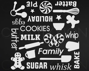 Kitchenaid Mixer Decal Wrap Christmas Baking Holiday Words Professional Vinyl - Picture 1 of 3