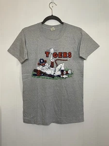 Vintage Detroit Tigers Laying Tiger Single Stitch MEDIUM Gray Shirt - Picture 1 of 6