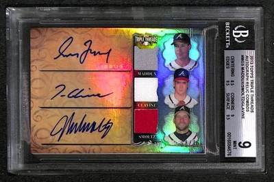 2013 Triple Threads 签名 RELIC 组合 Maddux Smoltz Glavine BGS 9 完好 10 签名 — 第 1/2 张图片