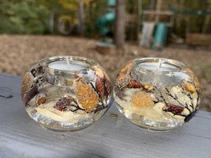 NEW Set Of 2 Dreamlight Traumlicht Tealight Candle Holders Pinecones Branches - Picture 1 of 5