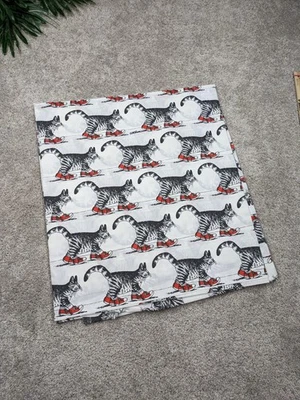 Vintage Burlington House Cat Print Flat Sheet Full Sneakers USA Percale Bedding - Image 1 of 4