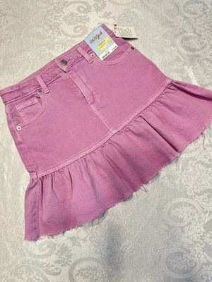 NWT Girls L 10/12 Cat & Jack PURPLE Frayed Edge Denim Ruffle SKIRT Adj Waist - Image 1 of 4