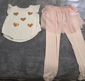Girls Sweet Dreams By Young Heart Ruffle Sleeves Top W/ Legging And Skirt Sz 12 - Picture 1 of 8