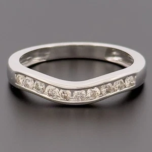 9ct White Gold 0.25ct Diamond Eternity Wishbone Band Ring Size L Hallmarked - Picture 1 of 10