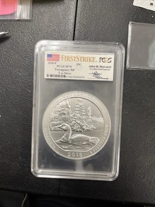 2018-P VOYAGEURS NP ATB 5 Oz SILVER PCGS SP70 John Mercanti Signed - Picture 1 of 11