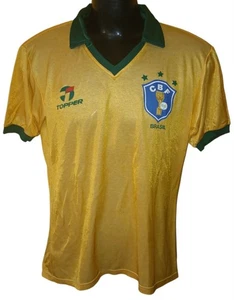 Vintage Brasilien Nationalmannschaft Fußball Trikot - Ära 1986 - Topper Original - Bild 1 von 8