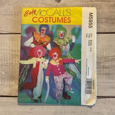 McCalls 5955 Sewing Pattern Clown Halloween Costume Child Sz 3-8 UNCUT - Image 1 of 3