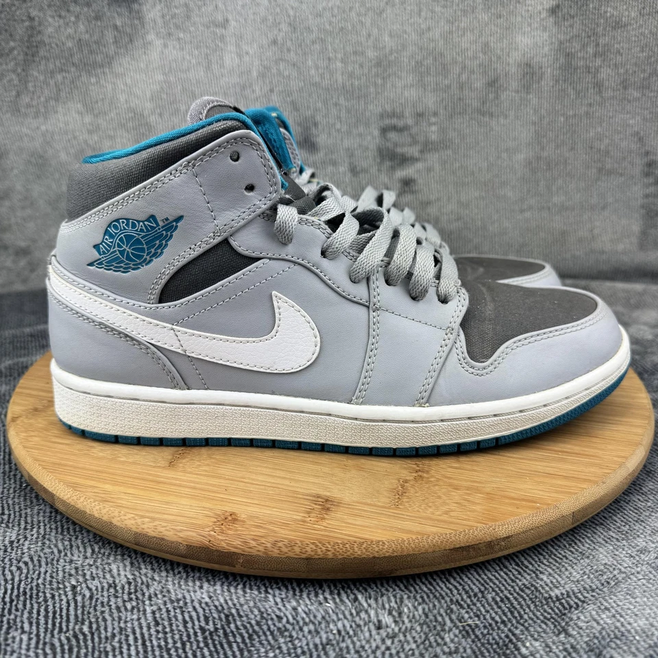 Tênis retrô Air Jordan 1 cinza lobo médio masculino tamanho 8 azul-petróleo 554724-027 - Imagem 1 de 4