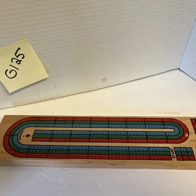 Cribbage 3 Track Board  Wood With Playing Pegs - Image 1 of 4