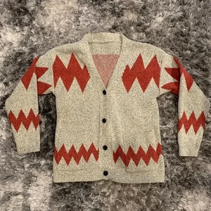 Cárdigan Suéter Para Hombre Diseño ZIG ZAg Botón Mes. 21 "Ancho X 28" Largo GRANDE? - Imagen 1 de 7