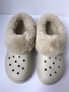 CROCS UNISEX BONE FUREVER CRUSH FAUX SHERLING LINED CLOG MEN'S 10 WOMEN'S 12 NWT - Picture 1 of 9