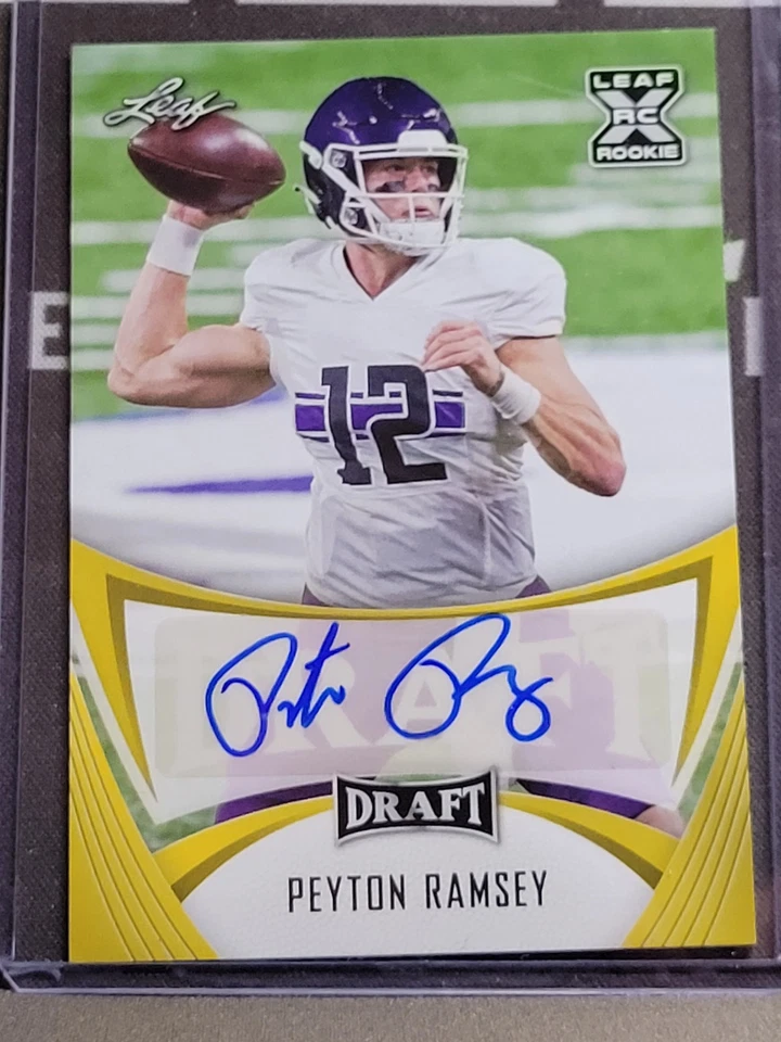 Peyton Ramsey 2021 Leaf Draft Gold Rookie Autograph #BA-PR1 - Image 1 of 1